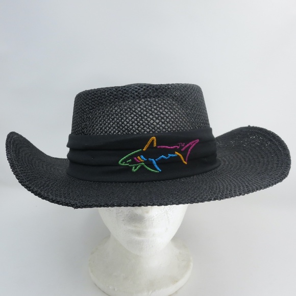 greg norman black straw hat